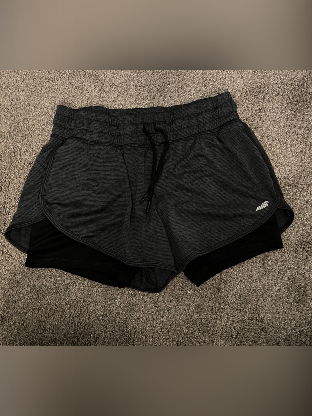 Avia Black Athletic Shorts with Built-In Liner